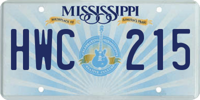 MS license plate HWC215
