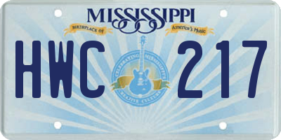 MS license plate HWC217