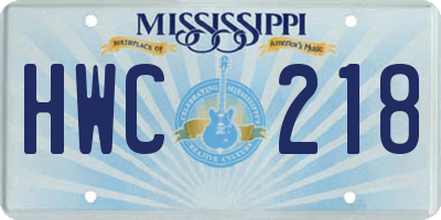 MS license plate HWC218