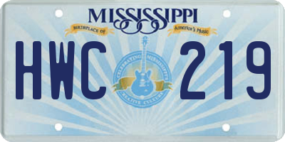 MS license plate HWC219