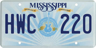 MS license plate HWC220