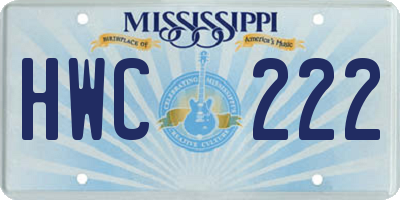 MS license plate HWC222