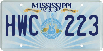 MS license plate HWC223