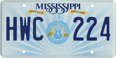 MS license plate HWC224