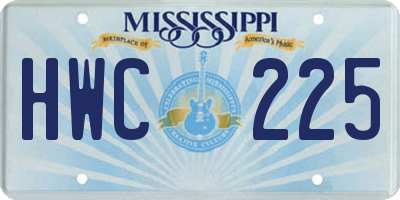 MS license plate HWC225