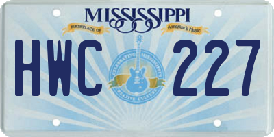 MS license plate HWC227