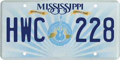MS license plate HWC228