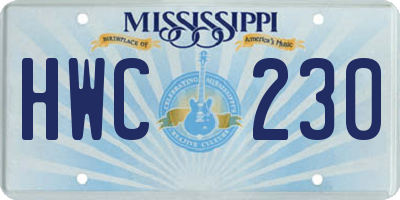 MS license plate HWC230