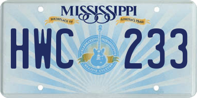MS license plate HWC233