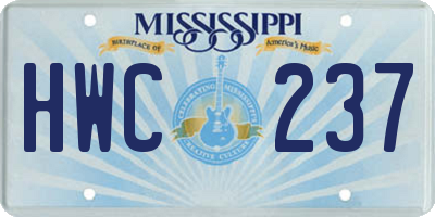 MS license plate HWC237