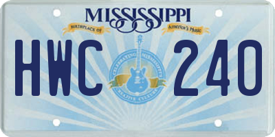MS license plate HWC240