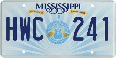 MS license plate HWC241