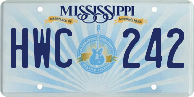 MS license plate HWC242
