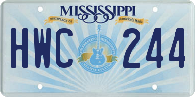 MS license plate HWC244