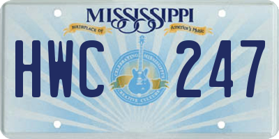MS license plate HWC247