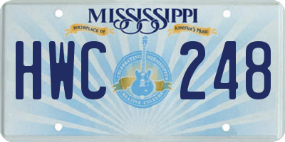 MS license plate HWC248