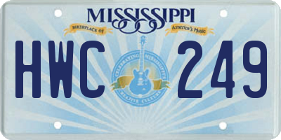 MS license plate HWC249