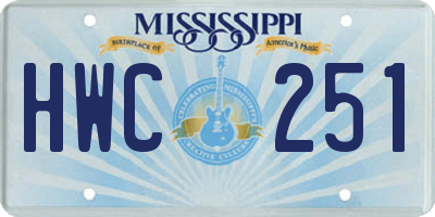 MS license plate HWC251