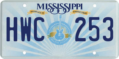 MS license plate HWC253