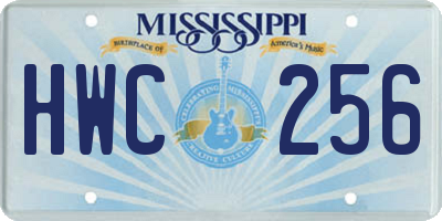 MS license plate HWC256
