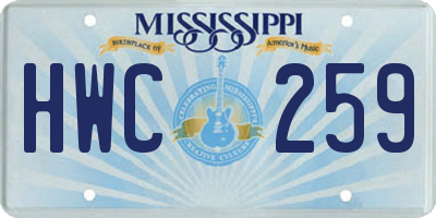 MS license plate HWC259