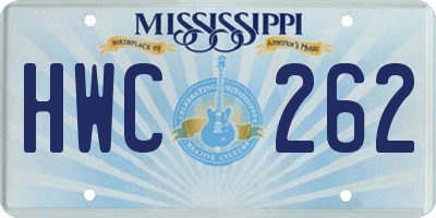 MS license plate HWC262