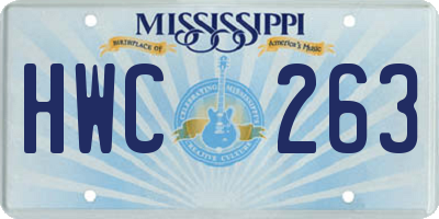 MS license plate HWC263