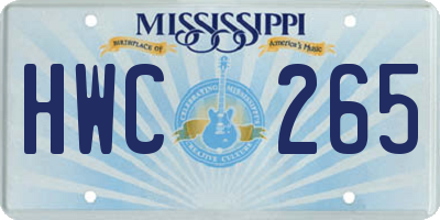 MS license plate HWC265