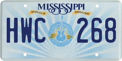 MS license plate HWC268