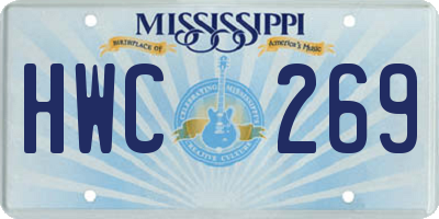 MS license plate HWC269