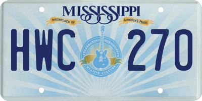 MS license plate HWC270