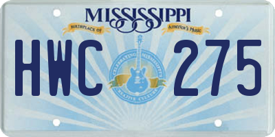 MS license plate HWC275