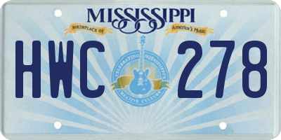 MS license plate HWC278