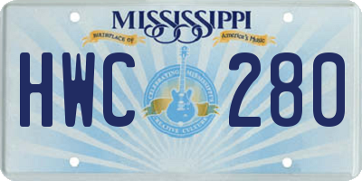 MS license plate HWC280