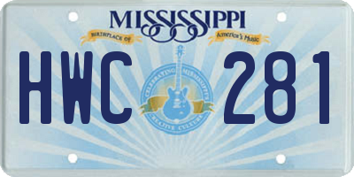 MS license plate HWC281