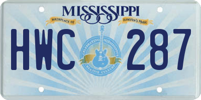 MS license plate HWC287
