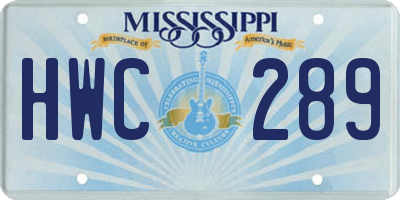 MS license plate HWC289