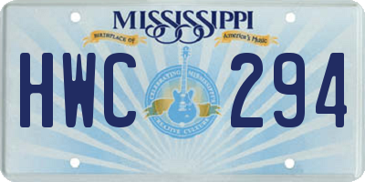 MS license plate HWC294