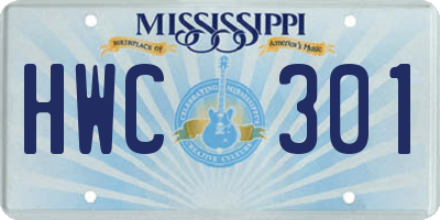 MS license plate HWC301