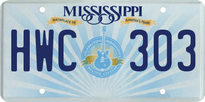 MS license plate HWC303