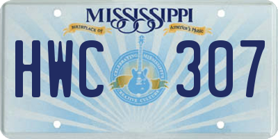 MS license plate HWC307