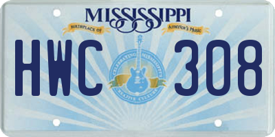 MS license plate HWC308