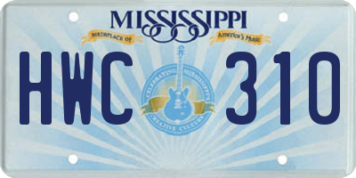 MS license plate HWC310