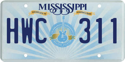 MS license plate HWC311