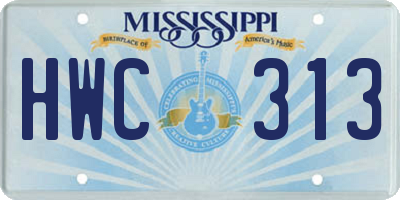 MS license plate HWC313