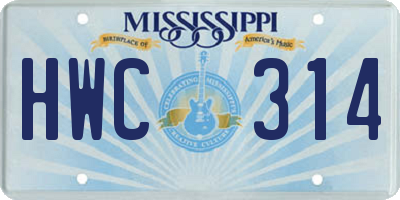 MS license plate HWC314