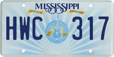 MS license plate HWC317