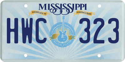 MS license plate HWC323