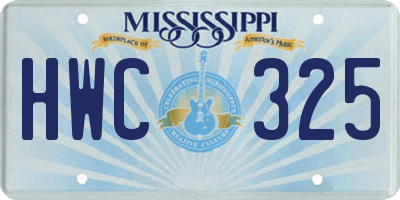 MS license plate HWC325