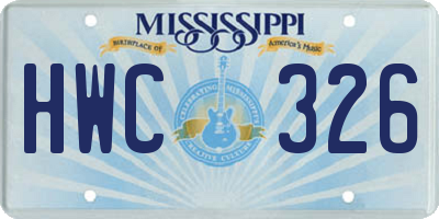 MS license plate HWC326